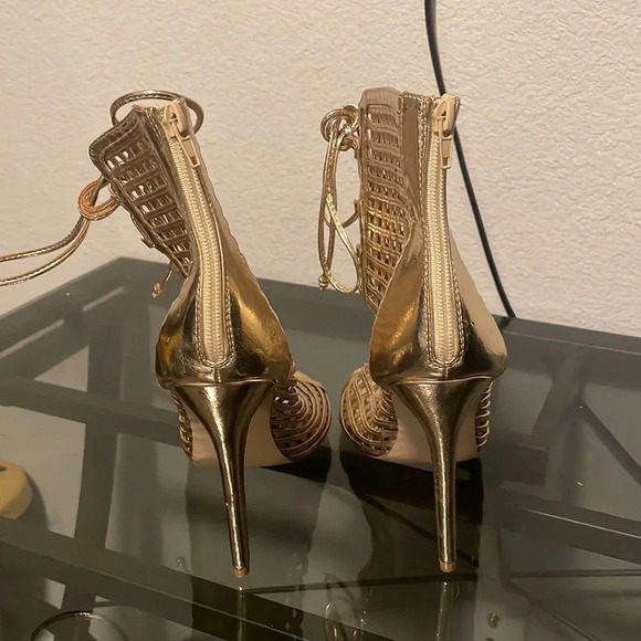 Shoe Dazzle Gold Lace Up Heels Size 9.5‎ - Picture 4 of 7